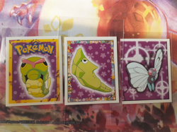 Caterpie, Metapod + Butterfree #10, 11, 157 1999 Merlin Pokemon Stickers LP-NM - Image 1