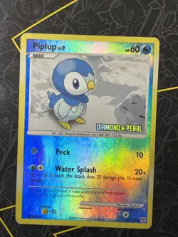Piplup 93/130 Diamond and Pearl Reverse Holo Stamped Common Pokemon TCG 2007 - Image 1