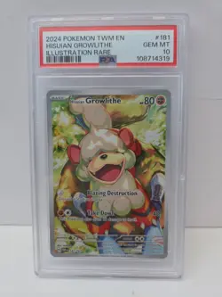 2024 POKEMON TWM EN-TWILIGHT MASQUERADE #181 HISUIAN GROWLITHE PSA 10 - Image 1