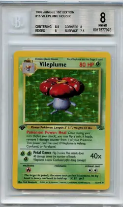 1999 Pokemon Jungle #15 Vileplume Holo Rare 1st Edition BGS 8 (with subs) NM-MT - Image 1
