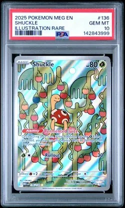 2025 Pokemon Meg En-Mega Evolution #136 Shuckle Illustration Rare PSA 10 - Image 1