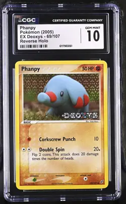 CGC 10 Phanpy 2005 EX Deoxys 69/107 Reverse Holo Stamped Pokemon Card - Image 1