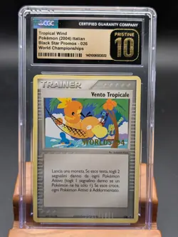 2004 Pokemon Italian Black Star Tropical Wind #26 Worlds CGC Pristine 10 - Image 1