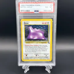 1999 Pokemon Fossil #3 Ditto Holo PSA 8 - Image 1