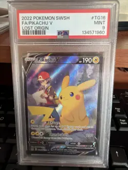 2022 Pokemon SWSH FA/ Pikachu V Lost Origins Psa 9 - Image 1