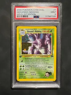 Pokemon Giovanni's Nidoking 7/132 Gym Challenge Holo 1st edition PSA 9 - Image 1
