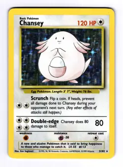 1999 Pokemon Base Chansey #3 RH Holo NM - Image 1