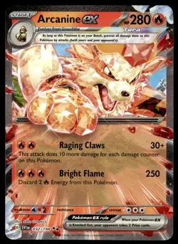 Pokemon TCG SV01: Scarlet & Violet Base Set #032/198 Arcanine ex LP - Image 1