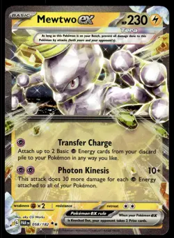 Pokemon TCG Paradox Rift #058/182 Mewtwo ex NM - Image 1