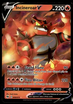 Pokemon TCG Champions Path #008/073 Incineroar V NM - Image 1