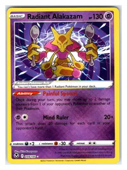 Pokemon TCG - Radiant Alakazam - SWSH12: Silver Tempest 059/195 Radiant Rare - Image 1