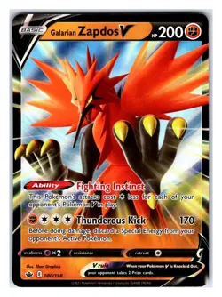 Pokemon TCG - Galarian Zapdos V - SWSH06: Chilling Reign 080/198 Ultra Rare Holo - Image 1