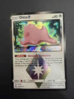 Pokemon Card - Ditto 157/214 Prism Star Holo - Lost Thunder NM- - Image 1