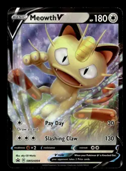 Meowth V SWSH004 Ultra Rare Black Star Promo Pokemon Card - 1 - Image 1
