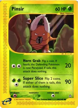 Pokemon TCG Aquapolis Pinsir Uncommon Regular Card 101/147 NM - Image 1