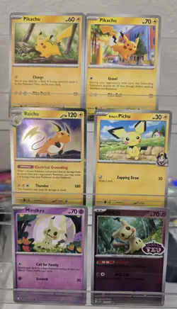 Pokemon Cards TCG Pikachu,Raichu,Pichu,Mimikyu Bulk Lot Of 6 Cards! 2 Holo! - Image 1