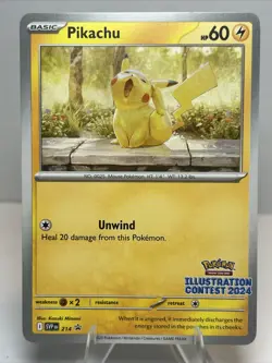 NM Pikachu 214 Illustration Contest 2024 Scarlet & Violet Promo Pokemon Card - Image 1