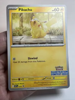 NM Pikachu 214 Illustration Contest 2024 Scarlet & Violet Promo Pokemon Card - Image 3
