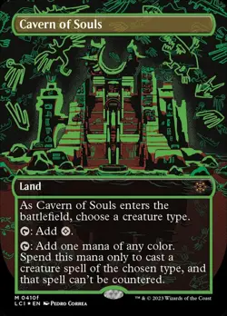 MTG Cavern of Souls (410f) - Foil - Borderless, The Lost Caverns of Ixalan, Near - Image 1