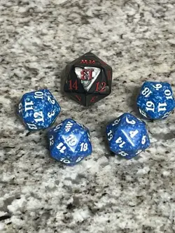 Lot Of 5 M12 Core Set 2012 Spindown Dice D20 MTG Magic The Gathering Blue Black - Image 1