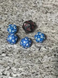 Lot Of 5 M12 Core Set 2012 Spindown Dice D20 MTG Magic The Gathering Blue Black - Image 3