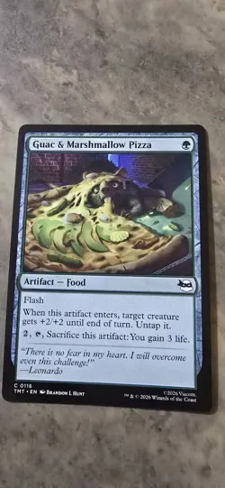 Guac & Marshmallow Pizza Teenage Mutant Ninja Turtles Regular Artifact MTG NM - Image 1