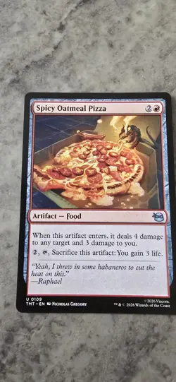 Spicy Oatmeal Pizza Teenage Mutant Ninja Turtles Regular Artifact Food MTG NM - Image 1