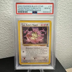 2000 POKEMON PROMO BLACK STAR POKEMON LEAGUE #18 TEAM ROCKET'S MEOWTH PSA 10 - Image 2