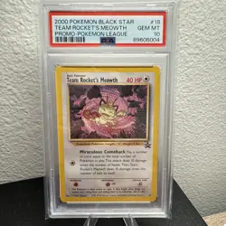 2000 POKEMON PROMO BLACK STAR POKEMON LEAGUE #18 TEAM ROCKET'S MEOWTH PSA 10 - Image 3