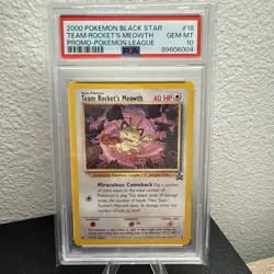 2000 POKEMON PROMO BLACK STAR POKEMON LEAGUE #18 TEAM ROCKET'S MEOWTH PSA 10 - Image 4