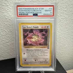 2000 POKEMON PROMO BLACK STAR POKEMON LEAGUE #18 TEAM ROCKET'S MEOWTH PSA 10 - Image 5