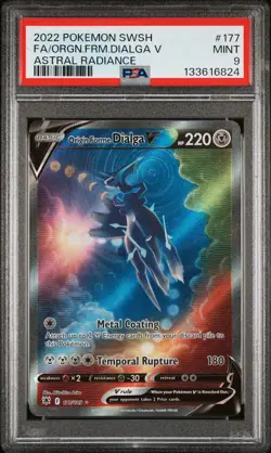 2022 POKEMON SWORD & SHIELD ASTRAL RADIANCE FULL ART/ORIGIN FORME DIALGA V PSA 9 - Image 1