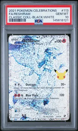 Pokemon TCG Reshiram 113 PSA 10 GEM MINT 2021 Celebrations Classic Collection - Image 1