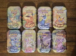 Pokemon TCG Prismatic Evolutions - Complete SET OF 8 Mini Tins - SEALED - Image 1