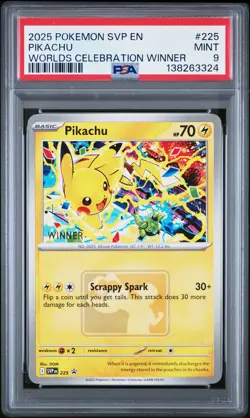 2025 POKEMON SVP EN-SV BLACK STAR PROMO #225 PIKACHU PSA 9 - Image 1