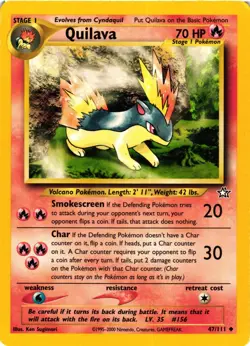 Pokemon TCG Quilava 47/111 Uncommon Neo Genesis Unlimited LP - Image 1