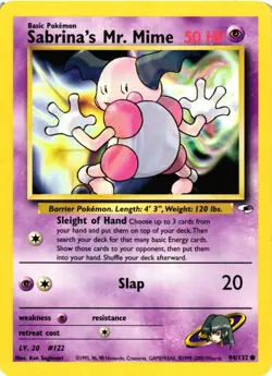 Pokemon TCG Sabrina's Mr. Mime Gym Heroes 94/132 Regular Unlimited MP - Image 1