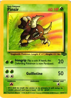 Pokemon TCG Pinsir 25/64 Rare Unlimited Jungle DMG - Image 1