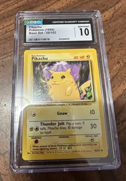 1999 Wizards Of The Coast Pokemon Base Set 58/102 Pikachu Unlmtd CGC 10 Gem Mint - Image 1