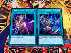 YUGIOH Dark Burning Magic + Dark Burning Attack LDK2 Secret Rare 2 Card Set - Image 1