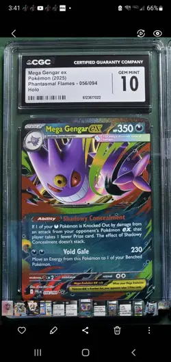 CGC 10 GEM MINT Mega Gengar Ex 056/094 HOLO Phantasmal Flames Pokemon Card - Image 1