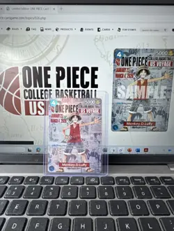 One Piece Monkey D. Luffy US Voyage College Basketball Card PROTECTED-Top Loader - Image 1