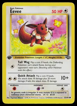 Pokemon Card - Eevee Jungle 51/64 Common 1st Edition - Image 1