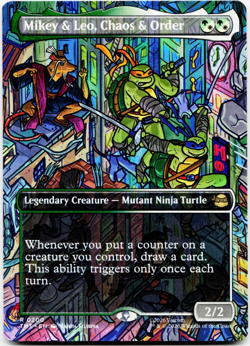 Mikey & Leo, Chaos & Order (Borderless) Teenage Mutant Ninja Turtles #200 MTG NM - Image 1