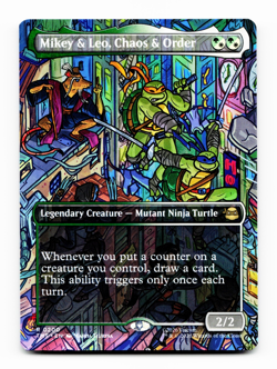 Mikey & Leo, Chaos & Order (Borderless) Teenage Mutant Ninja Turtles #200 MTG NM - Image 3