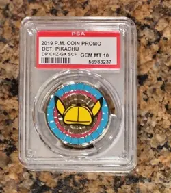 PSA 10 DETECTIVE PIKACHU CHARIZARD GX CASE FILE METAL COIN PROMO 2019 POKEMON - Image 1