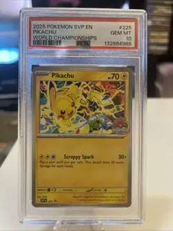 PSA 10 Pokemon World Championships Pikachu Promo 2025 225 SVP EN GEM Black Star - Image 1