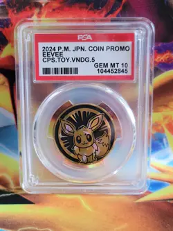 Pokemon Eevee 2024 Capsule Vending Vol 5 Graded Coin PSA 10 - Image 1