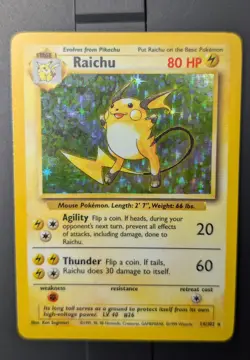 1999 Pokemon Base Set Holo Unlimited Raichu 14/102 LP - Image 1