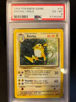 Raichu 014/102 Base Set Unlimited Holo Pokemon PSA 6 - Image 1